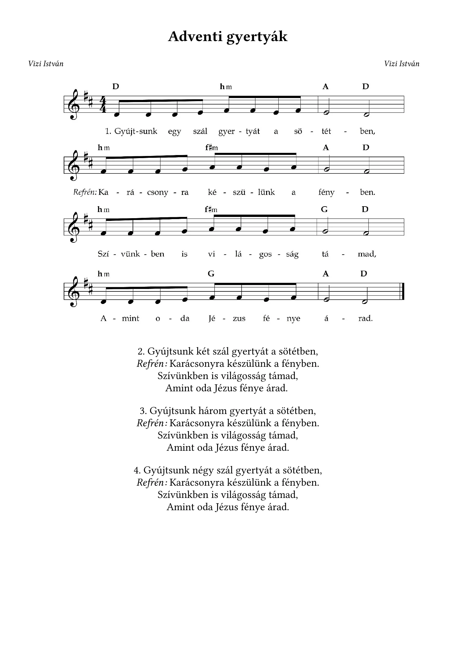 Adventi gyertyák – kotta, 1. oldal