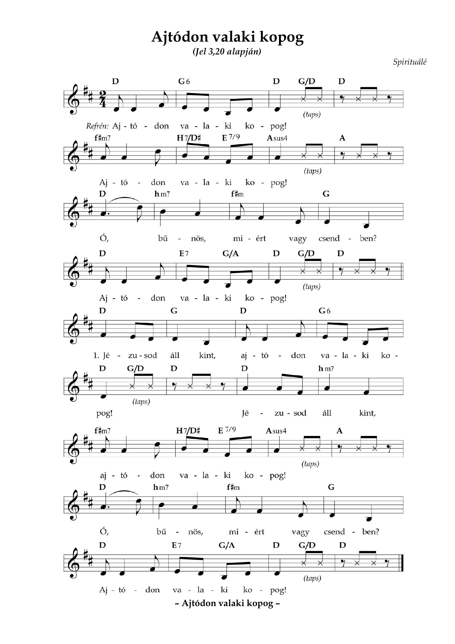 Ajtódon valaki kopog – kotta, 1. oldal