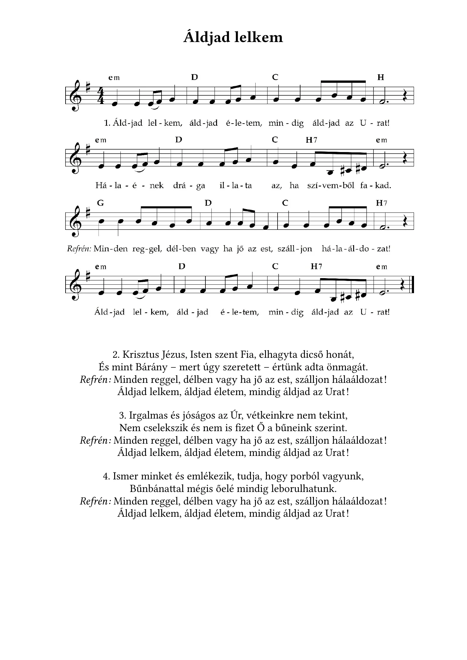 Áldjad lelkem – kotta, 1. oldal