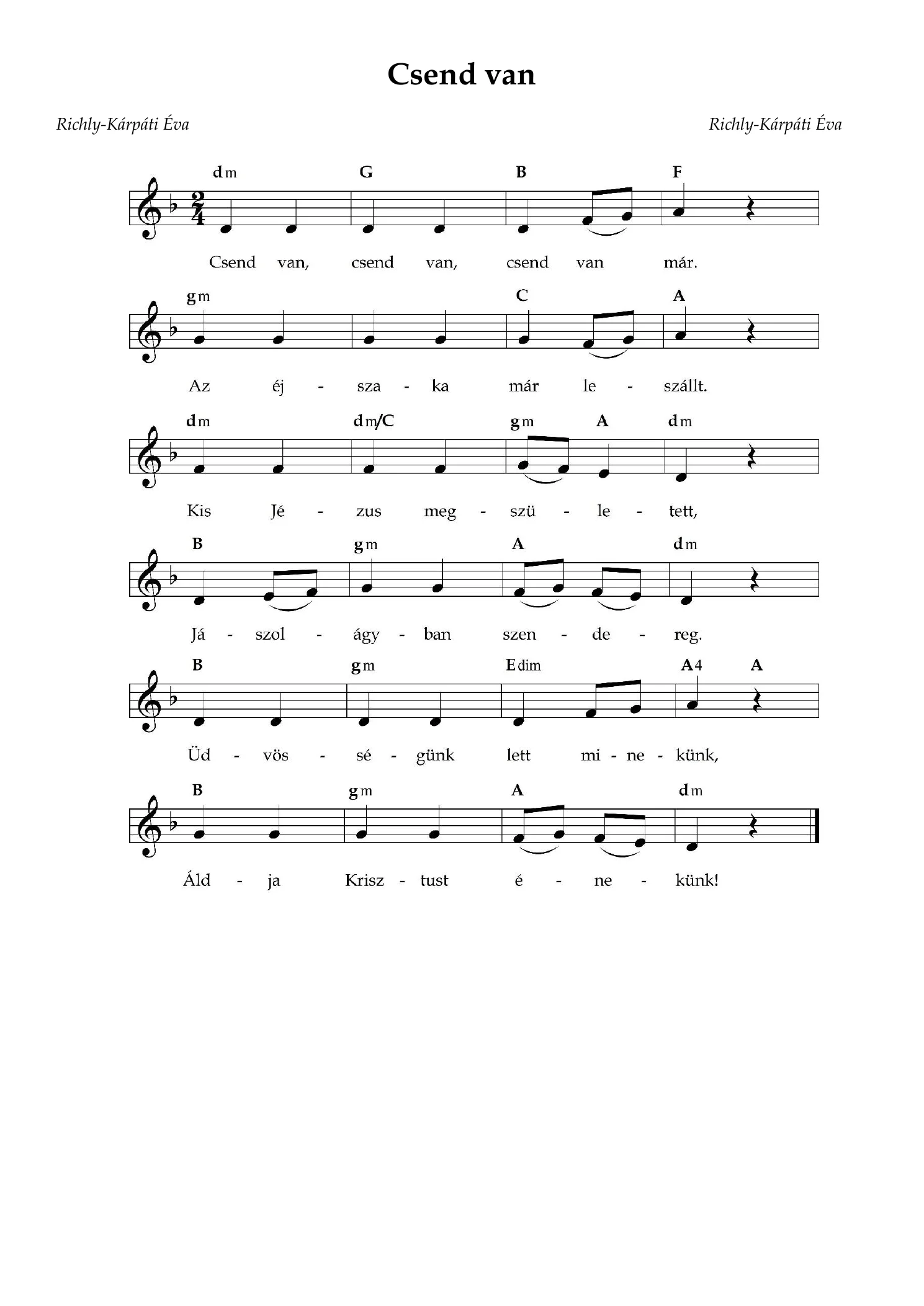 Csend van – kotta, 1. oldal