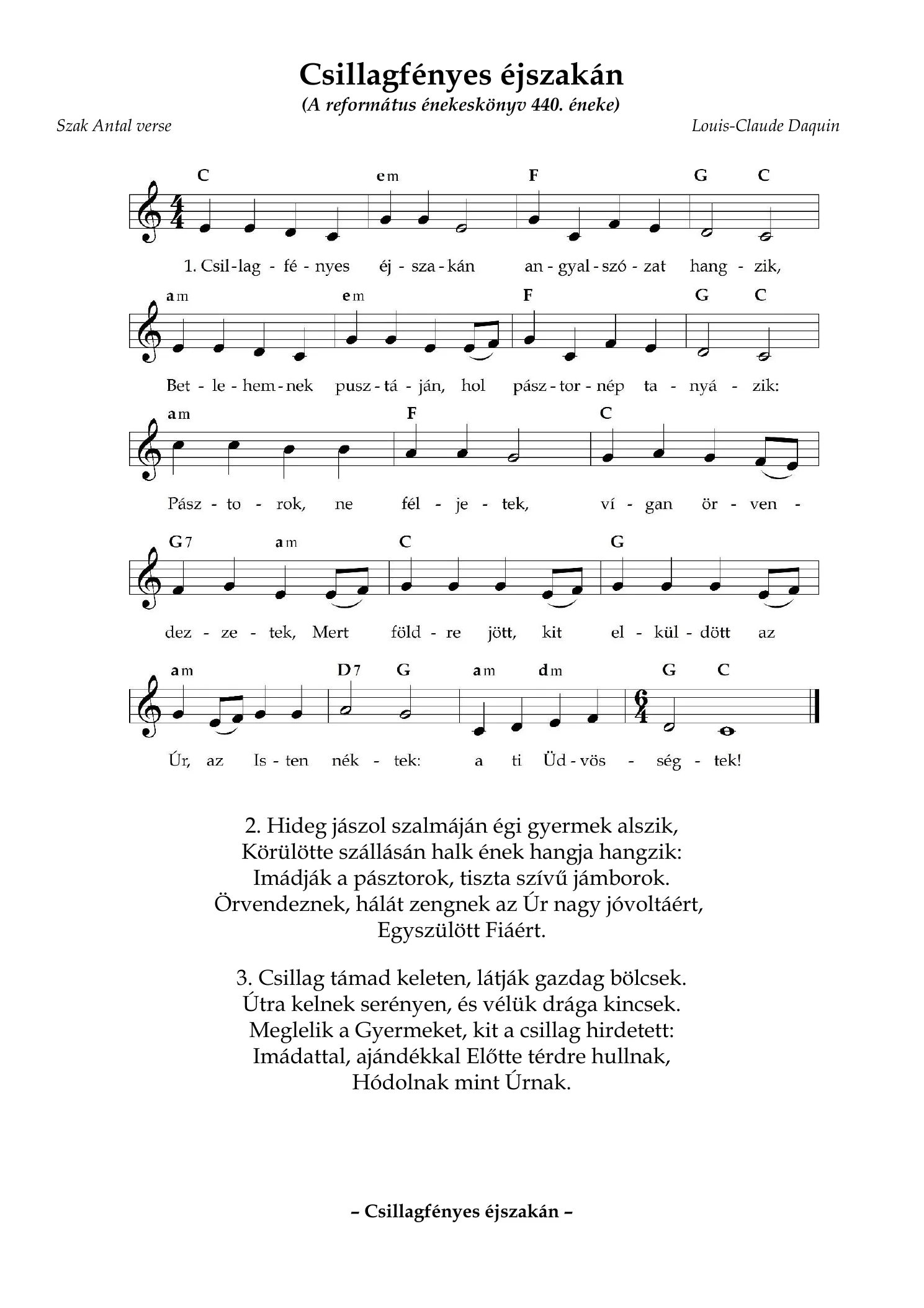 Csillagfényes éjszakán – kotta, 1. oldal