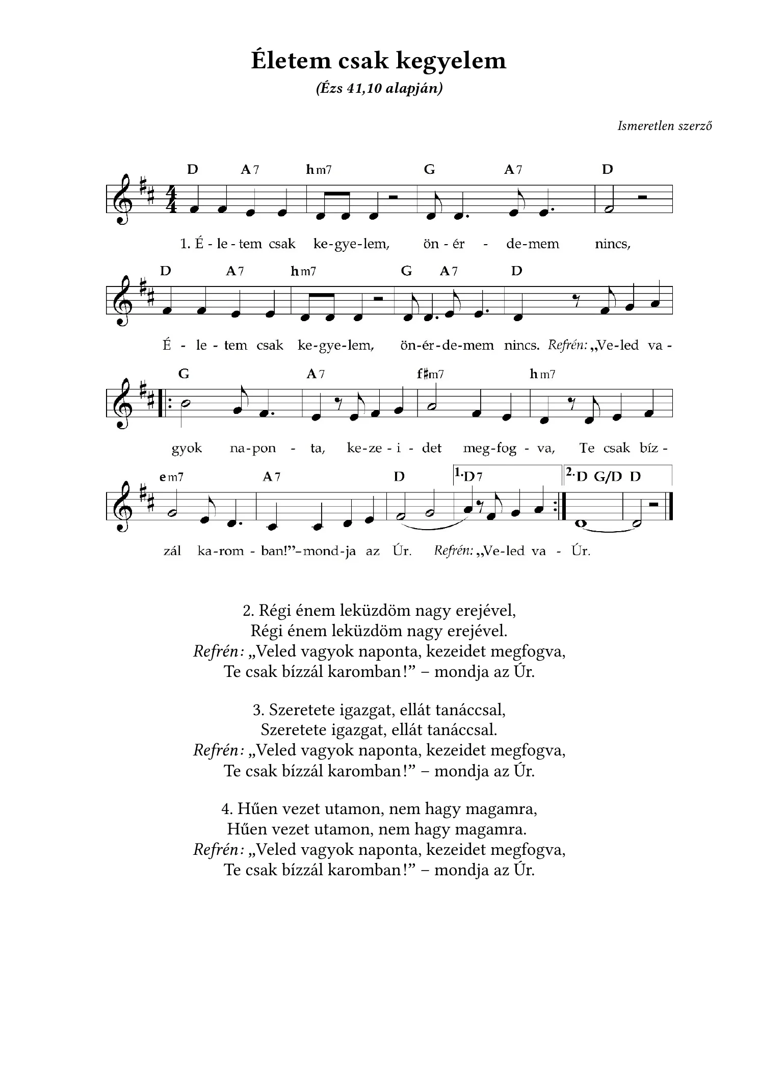 Életem csak kegyelem – kotta, 1. oldal