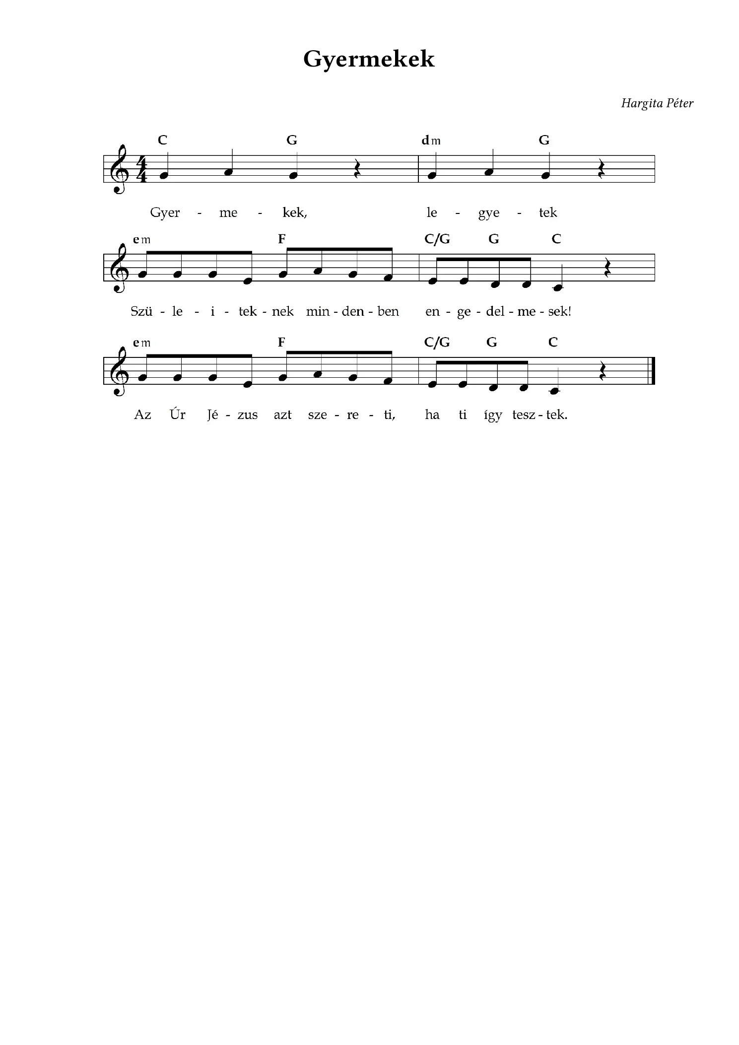 Gyermekek – kotta, 1. oldal