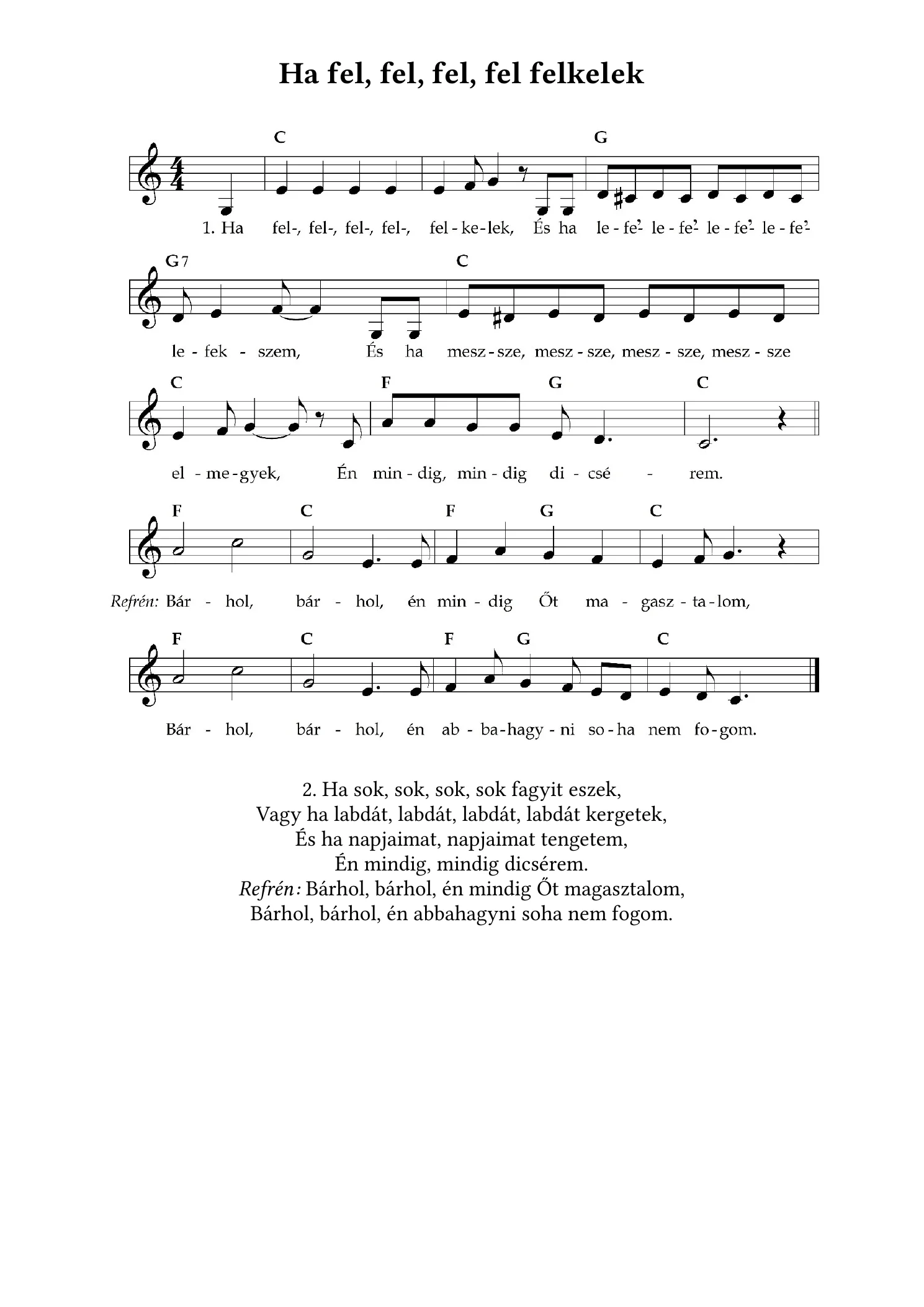 Ha felfelfelfel felkelek – kotta, 1. oldal