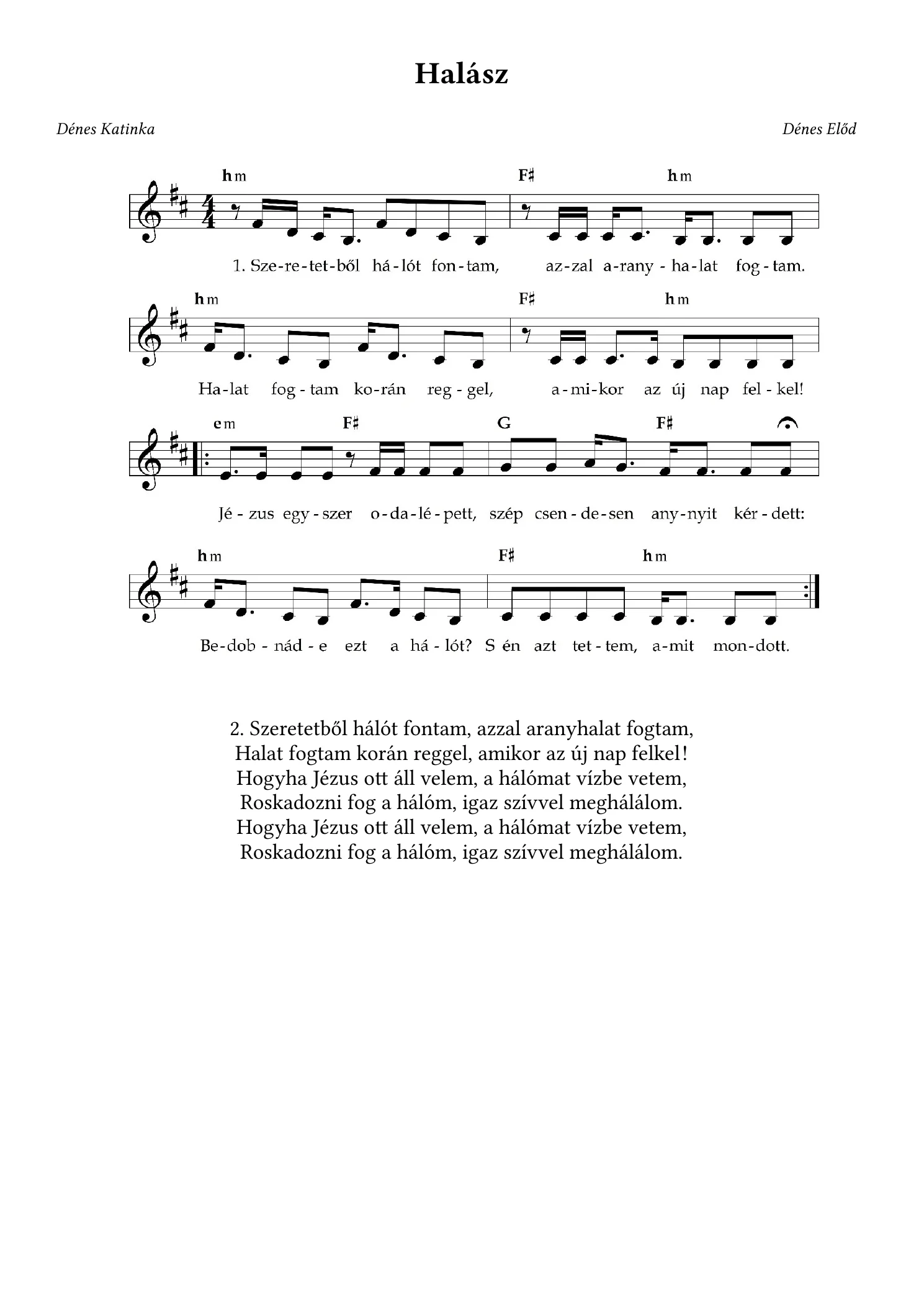 Halász – kotta, 1. oldal