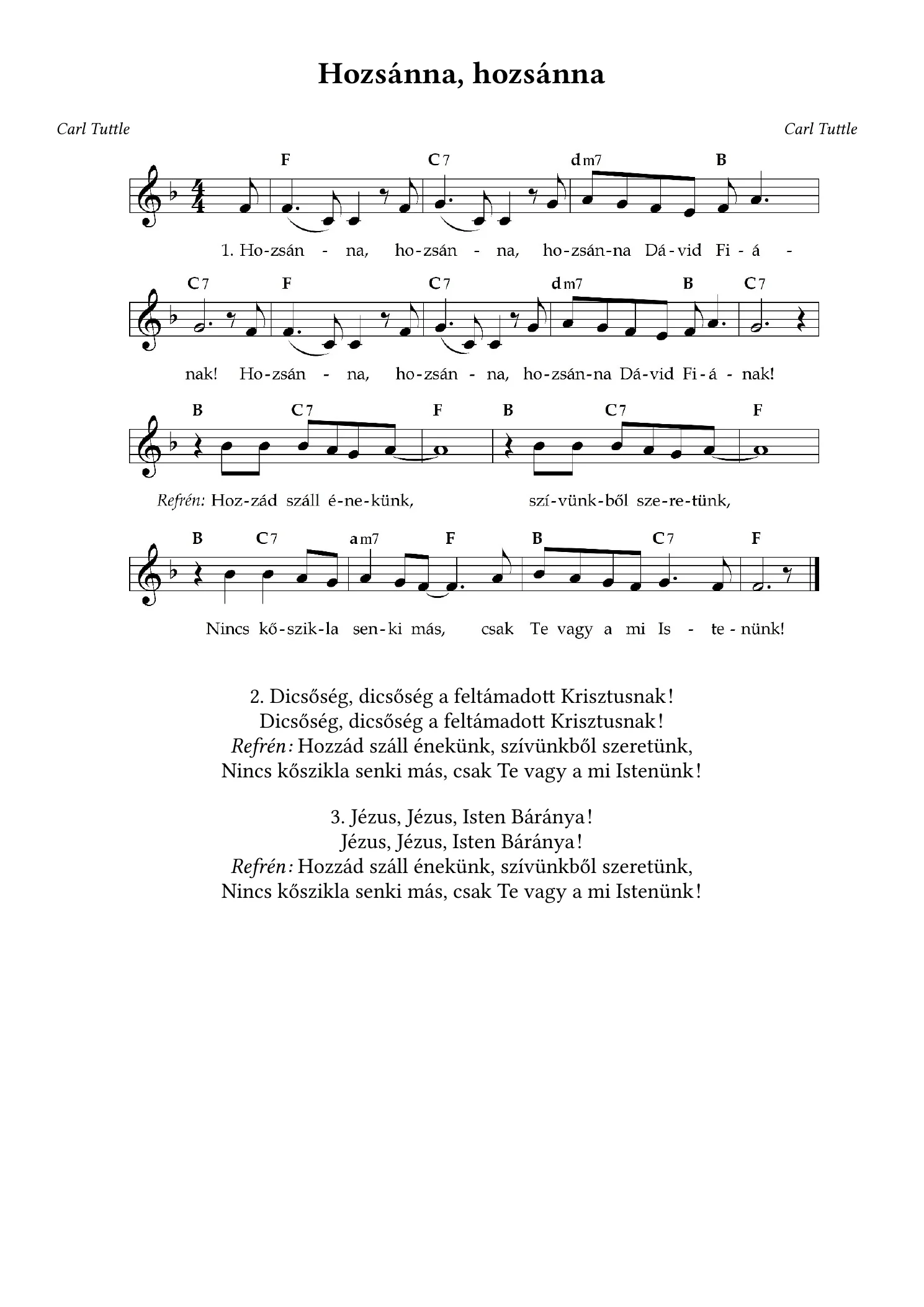 Hozsánna, hozsánna – kotta, 1. oldal