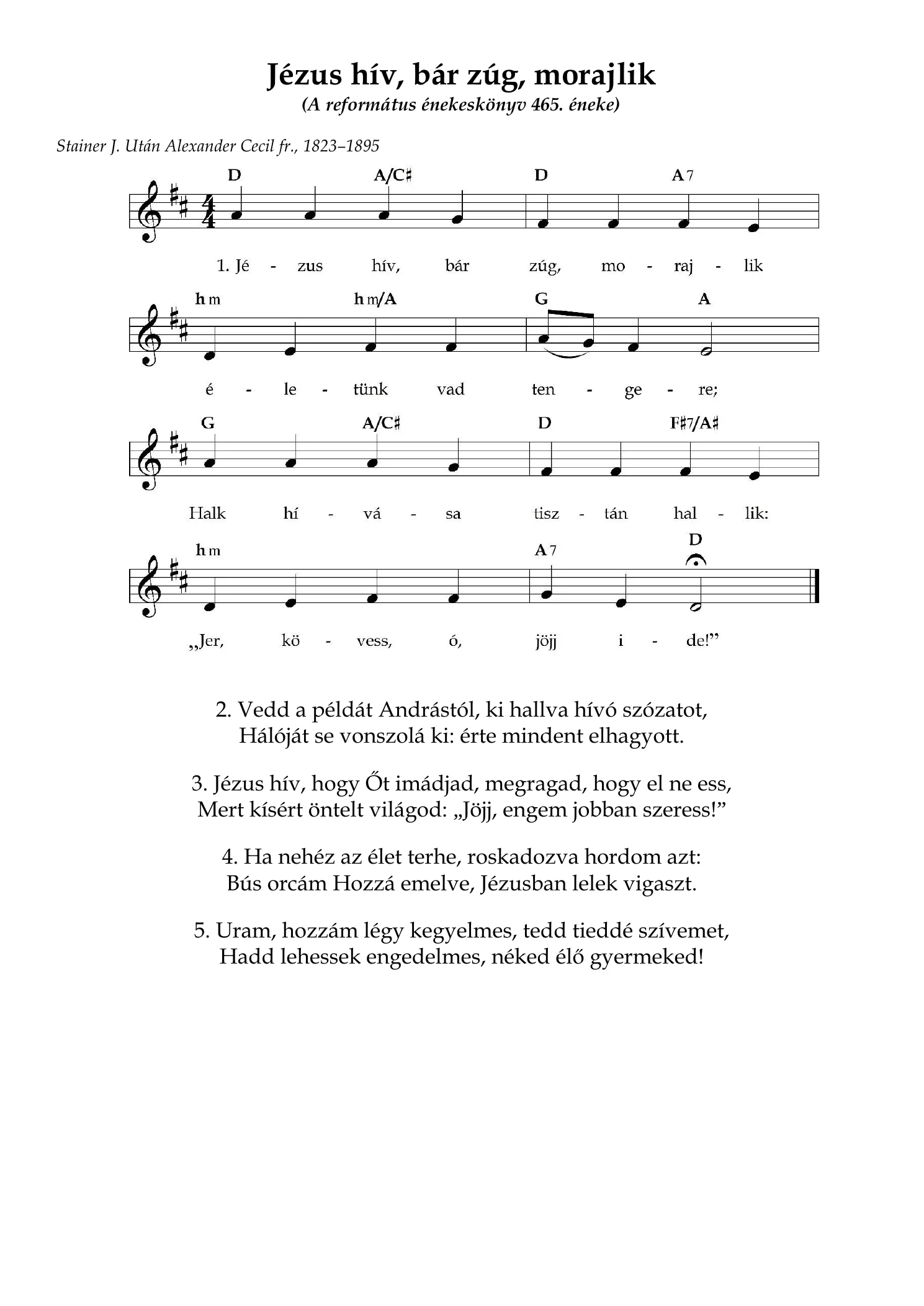 Jézus, hív bár zúg morajlik – kotta, 1. oldal