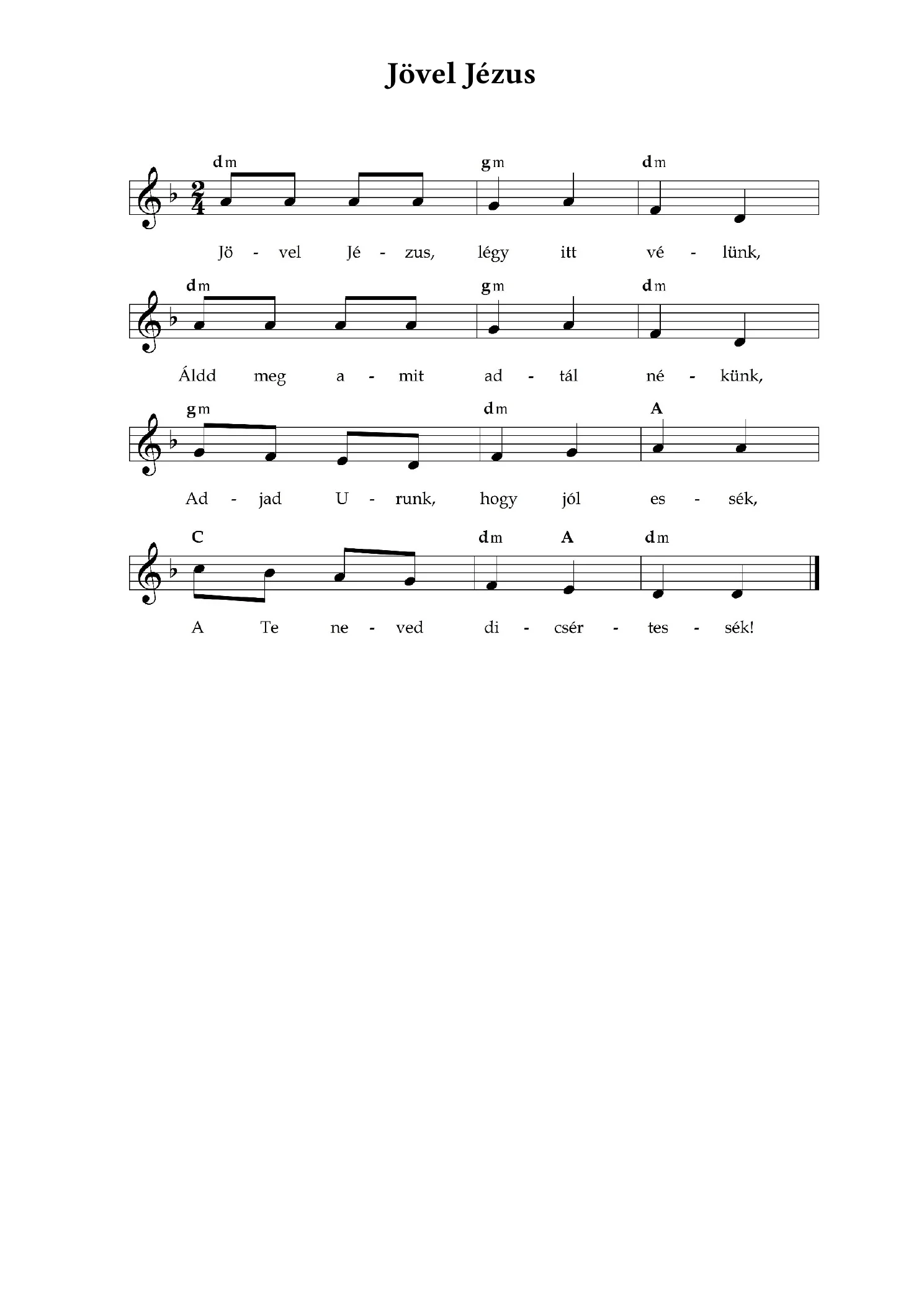 Jövel Jézus – kotta, 1. oldal