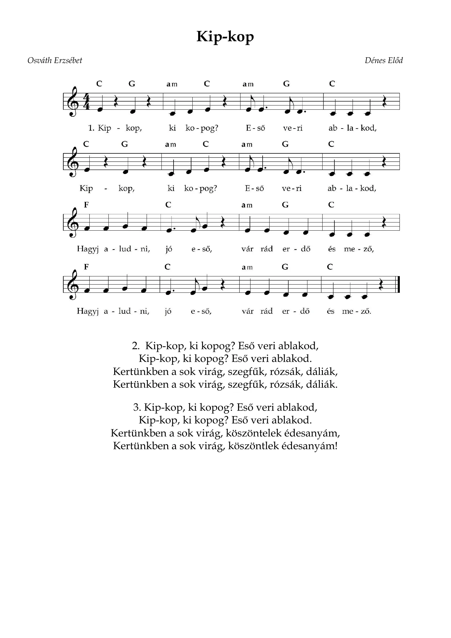Kip kop – kotta, 1. oldal