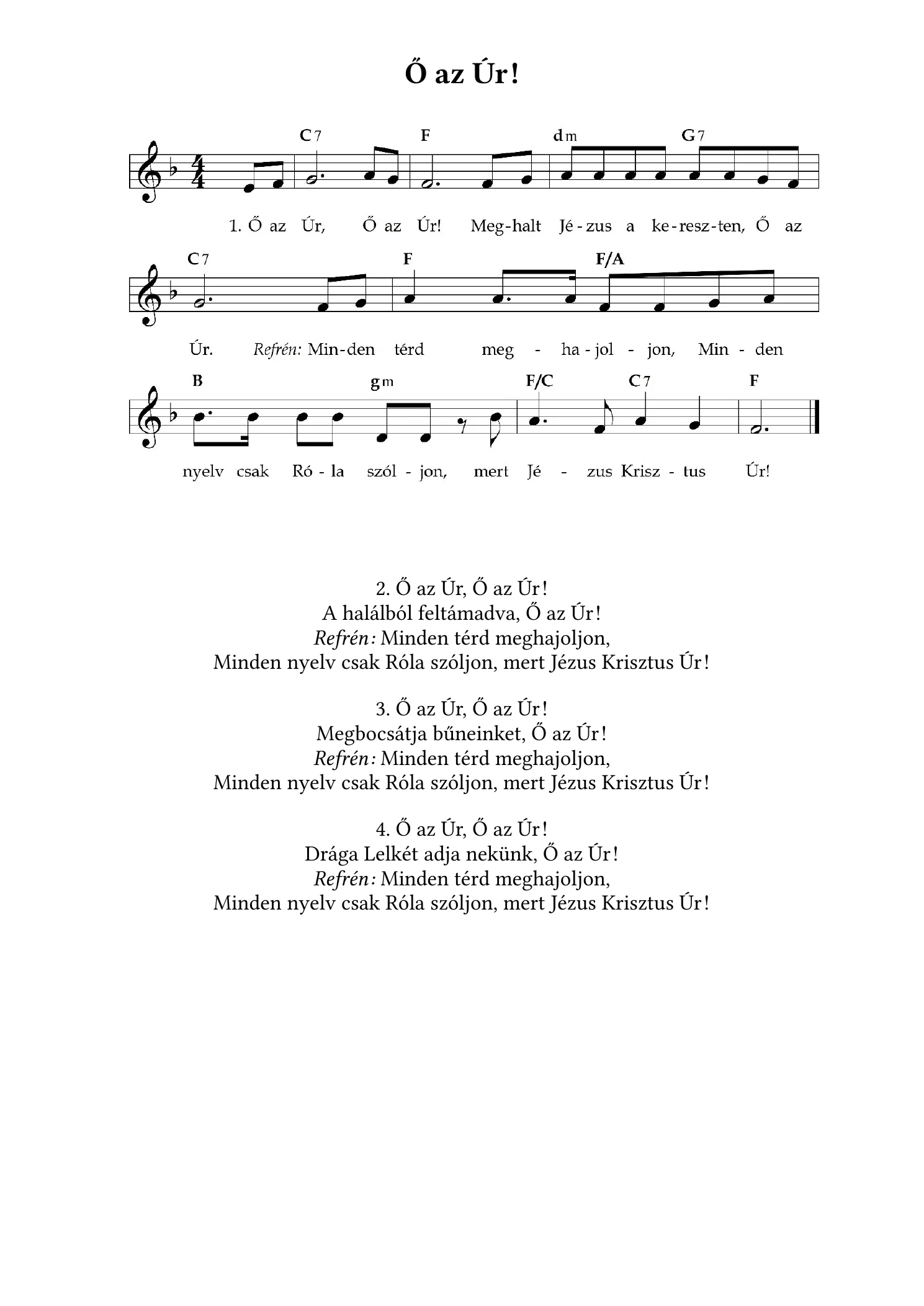 Ő az Úr – kotta, 1. oldal