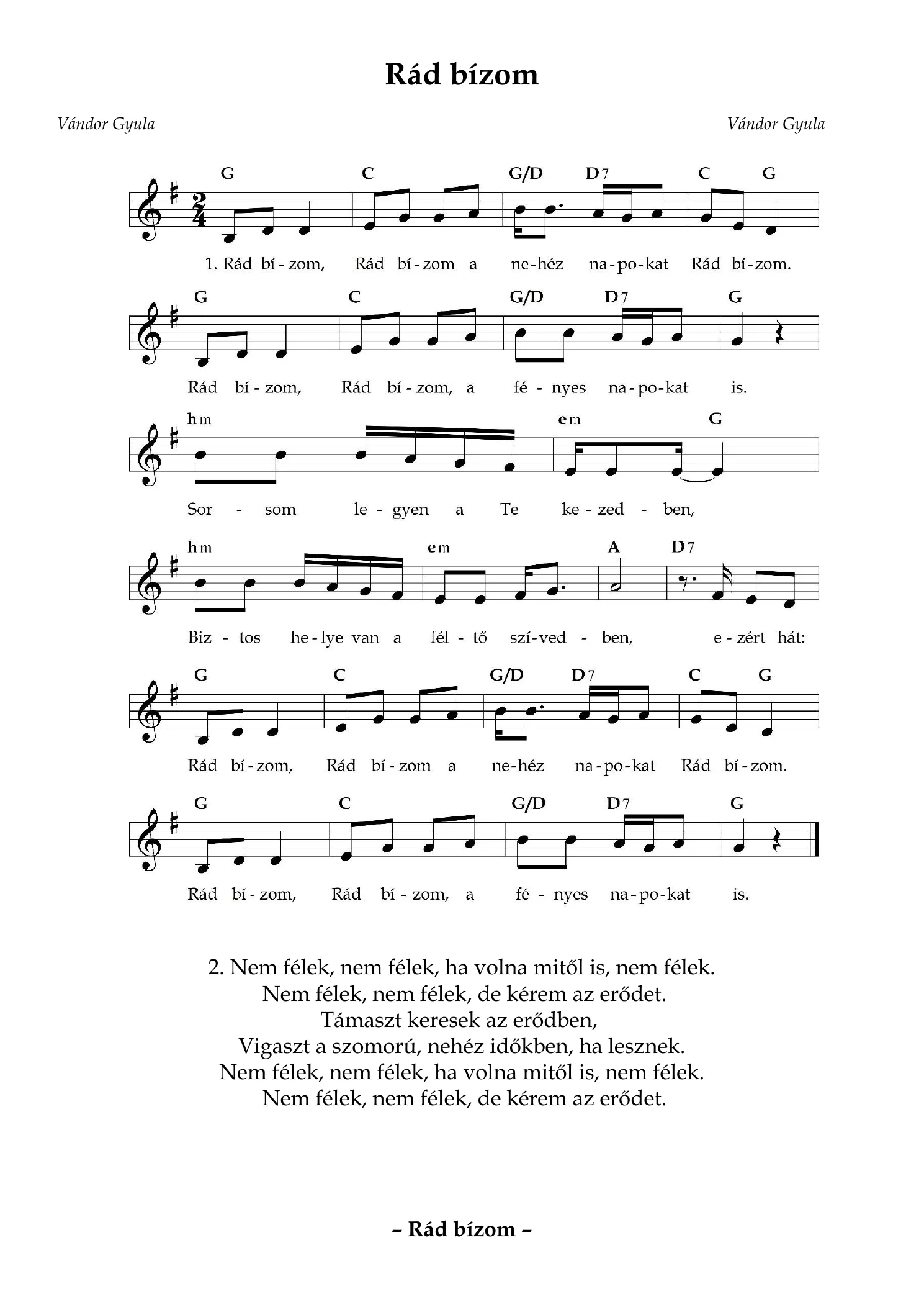 Rád bízom – kotta, 1. oldal