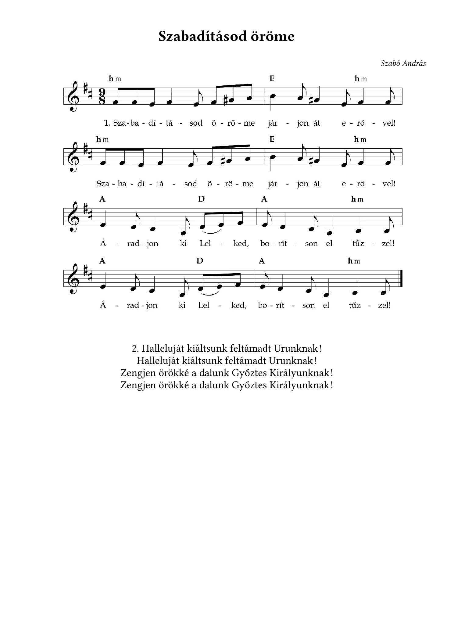 Szabadításod öröme – kotta, 1. oldal