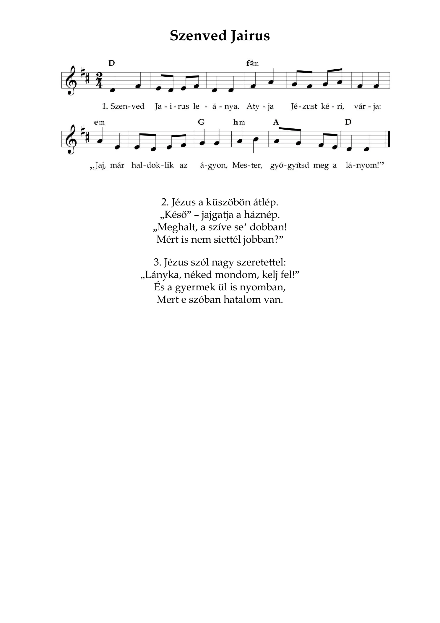 Szenved Jairus – kotta, 1. oldal