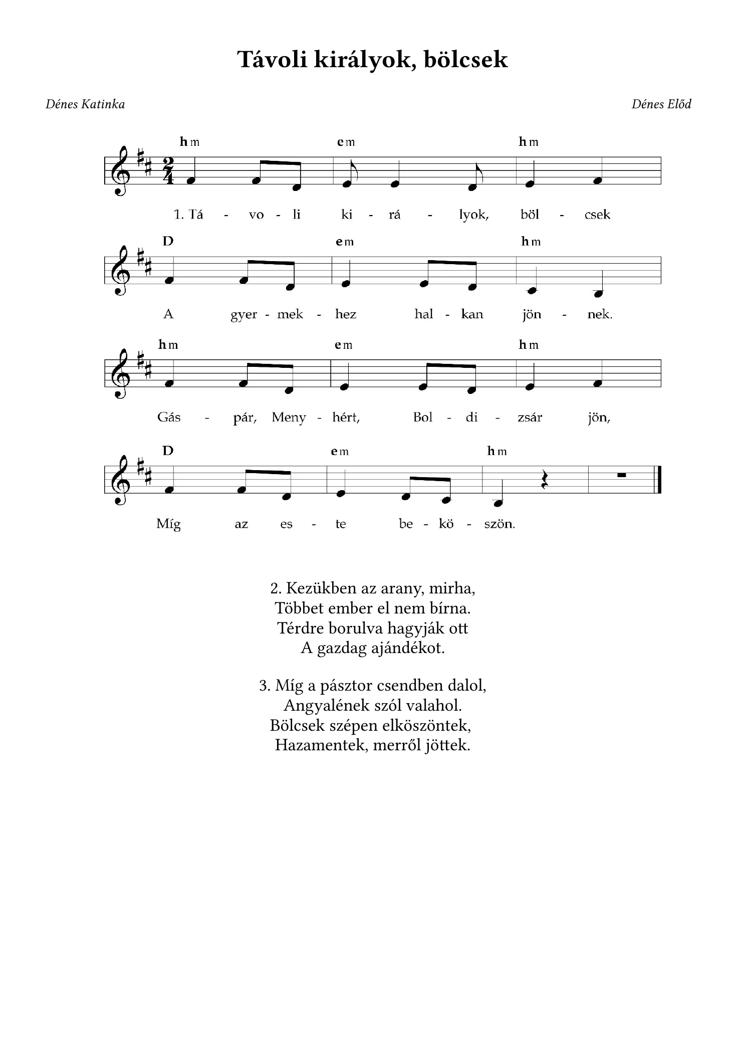 Távoli királyok bölcsek – kotta, 1. oldal